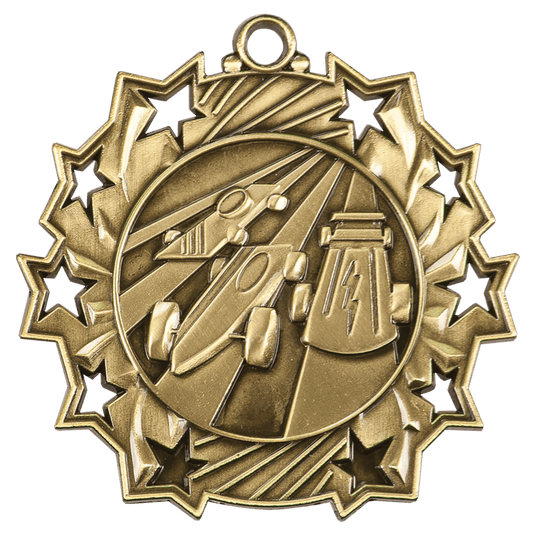 Pinewood Derby Ten Star Medal-Gold
