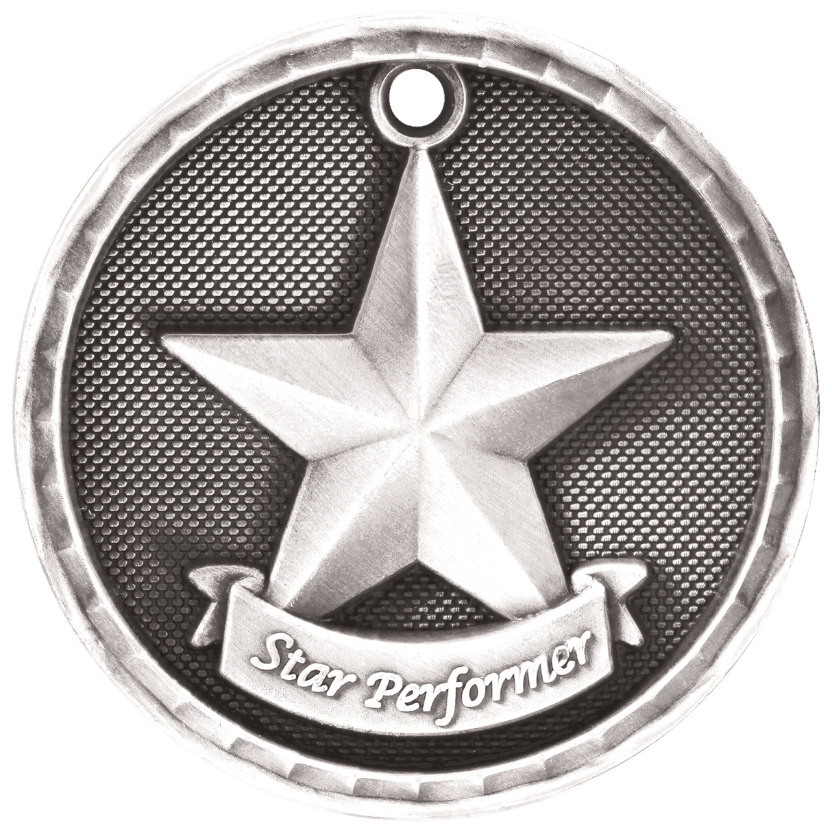 Star Performer 3-D Medal-Silver-AKD Ink