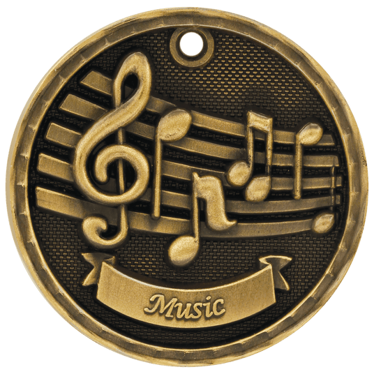 Music 3-D Medal-Gold
