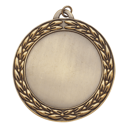 Wreath 2" Insert Holder Medal-Antique Gold (Insert Not Included)