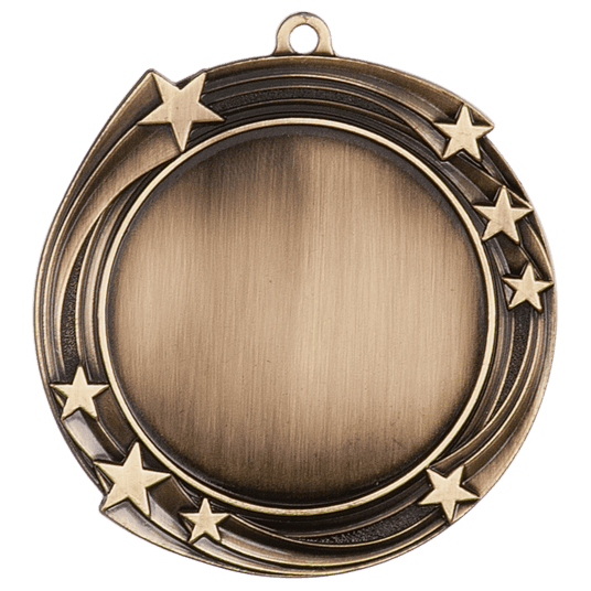 Swirling Star 2" Insert Holder Medal-Antique Gold (Insert Not Included)