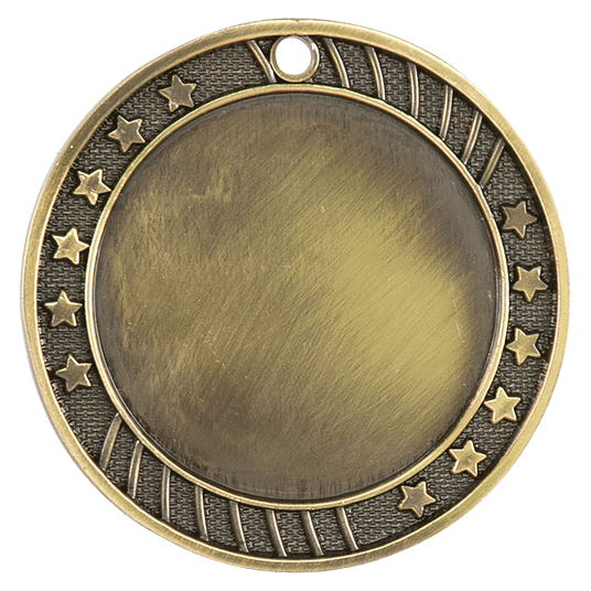 12-Star 2" Insert Holder Medal-Antique Gold (Insert Not Included)