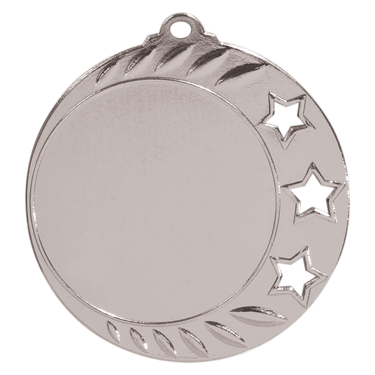 3-Star 2" Insert Holder Medal-Antique Silver (Insert Not Included)