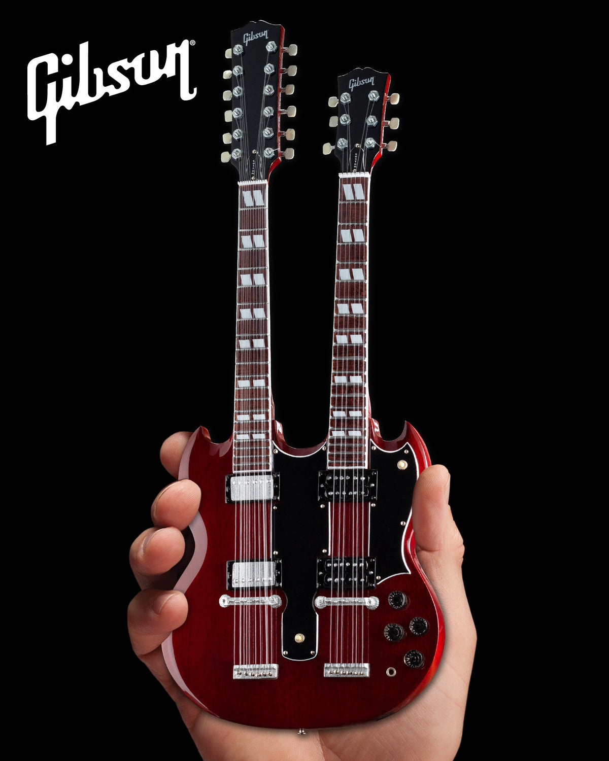 Gibson SG EDS-1275 Doubleneck Cherry 1:4 Scale Mini Guitar Model