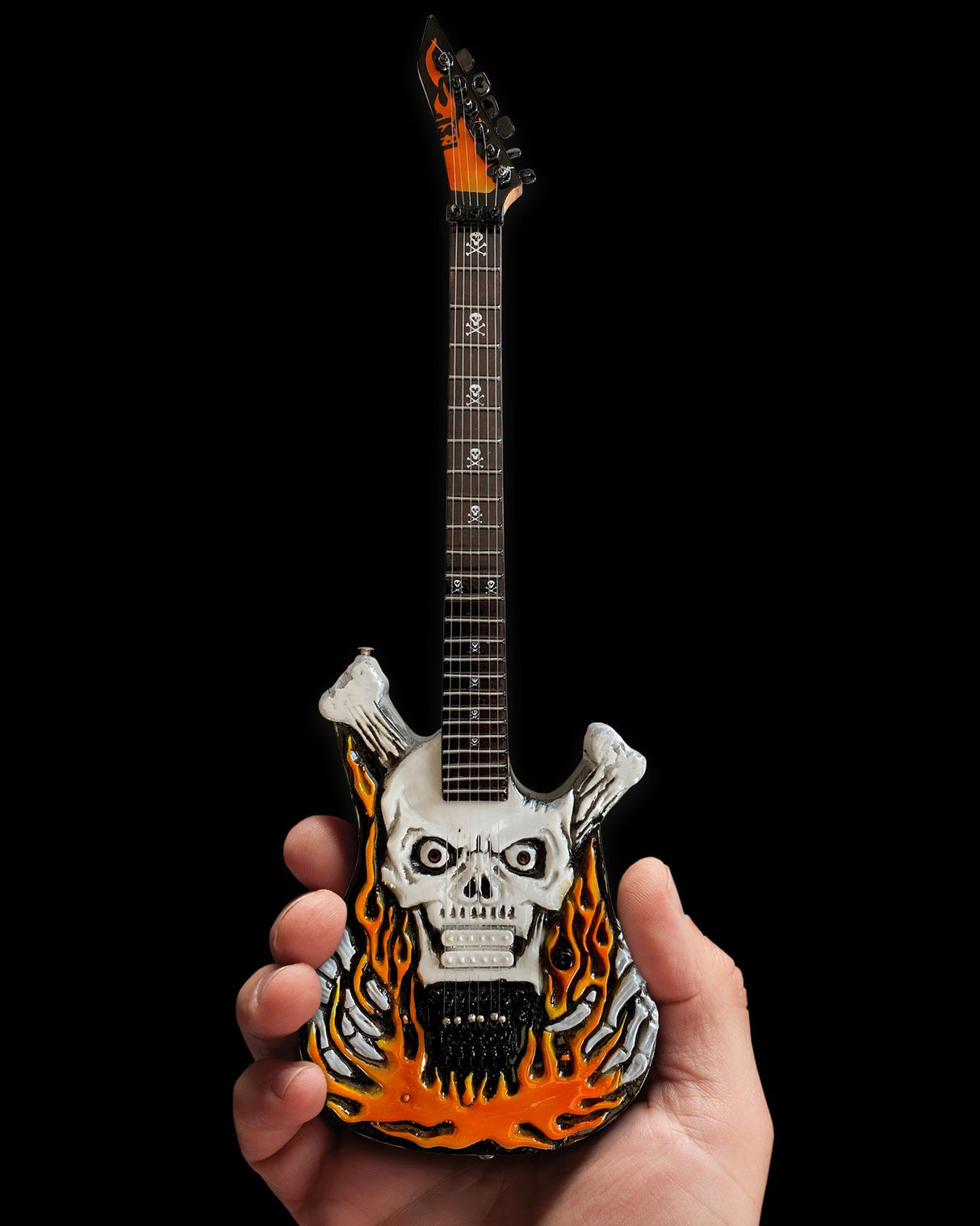 Official George Lynch Signature Flaming Skull Mini Guitar Replica