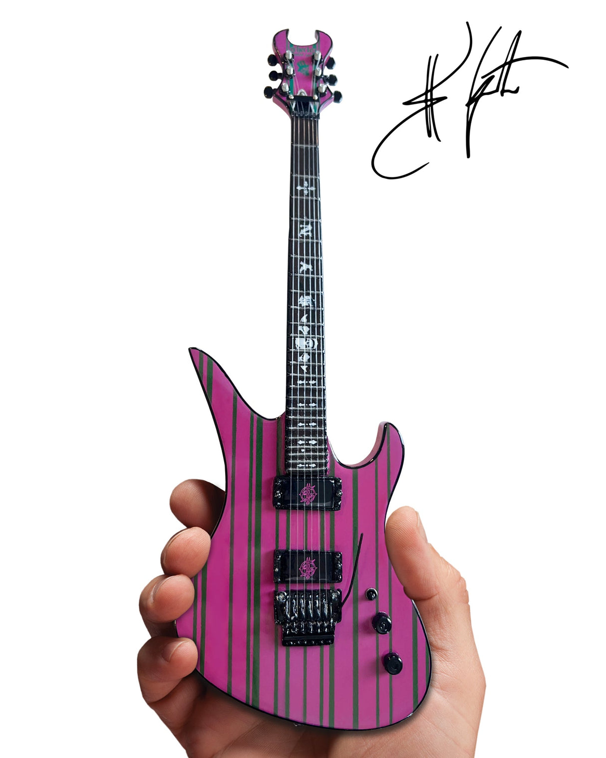 Officially Licensed Synyster Gates Purple & Green Schecter Mini Guitar from Avenged Sevenfold