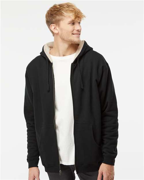 Men's Sherpa-Lined Full-Zip Hooded Sweatshirt - AKD Ink