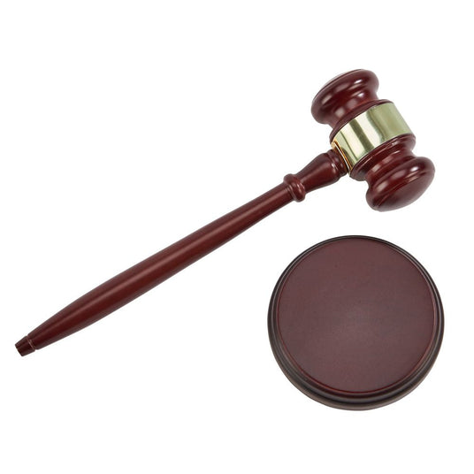 Wood Gavel & 4" Round Block, Walnut Finish 10.5" L-AKD Ink