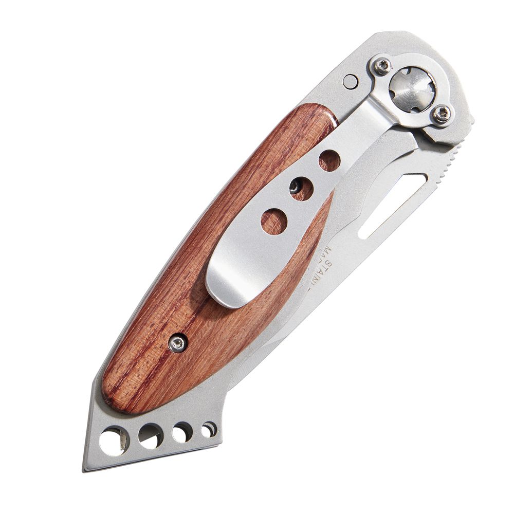 Ss Locking Pocket Knife W/wood Handle 4.625" L-AKD Ink