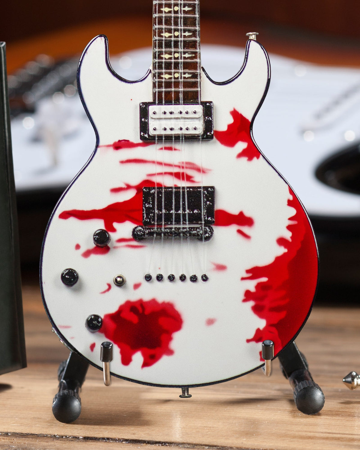 Officially Licensed Zacky Vengeance Blood Splat Schecter Mini Guitar Replica Model - Avenged Sevenfold