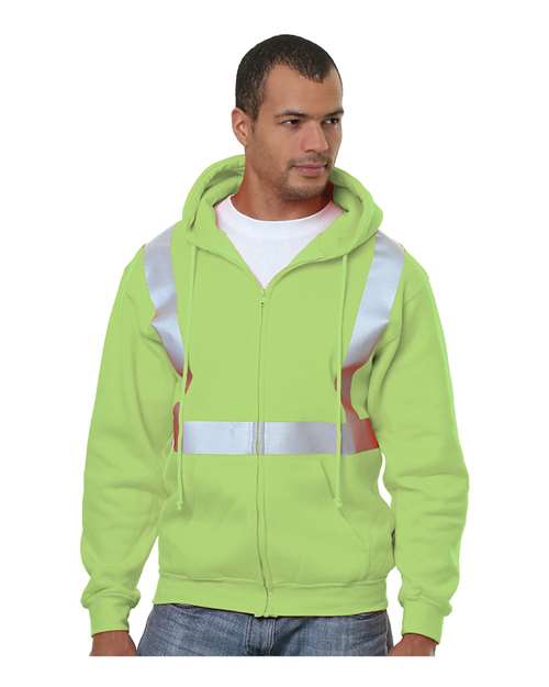 Men's USA-Made Hi-Visibility Full-Zip Hooded Sweatshirt - AKD Ink