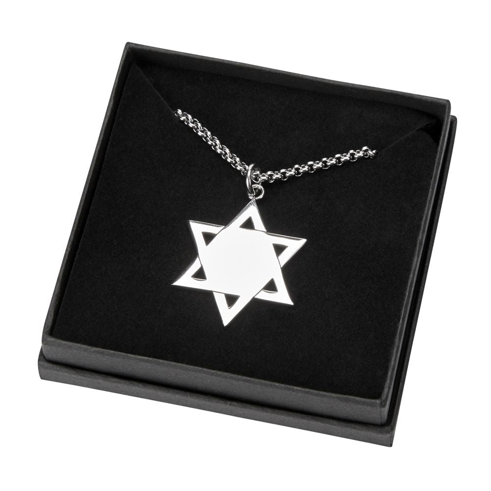 Stainless Steel 1.375" Star Of David Necklace With 18" Stainless Steel Chain-AKD Ink