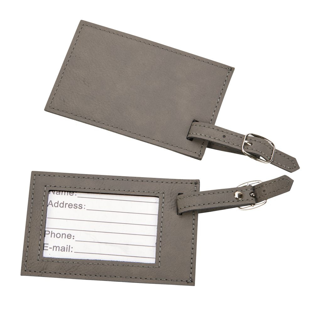 Leatherette Luggage Tag, Grey 2.75" X 4.375"-AKD Ink