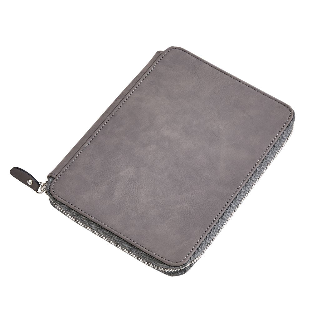 Leatherette Zippered Case Grey 9" X 6.5"-AKD Ink