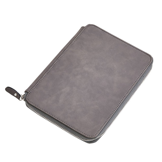 Leatherette Zippered Case Grey 9" X 6.5"-AKD Ink