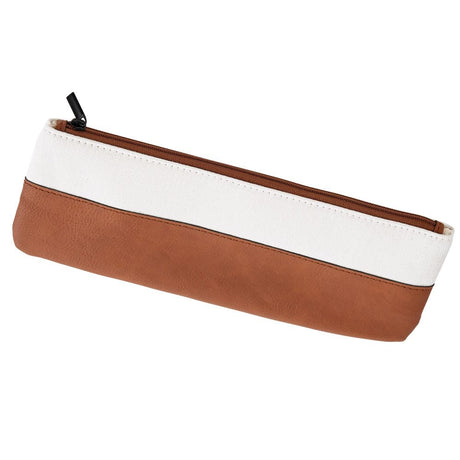 Leatherette/Canvas Caramel Pouch-AKD Ink