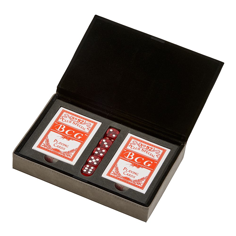 Leatherette 2 Card Deck Set, Grey 5" X 7.75"-AKD Ink