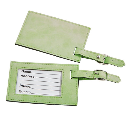 Lime Green Leatherette Luggage Tag-AKD Ink