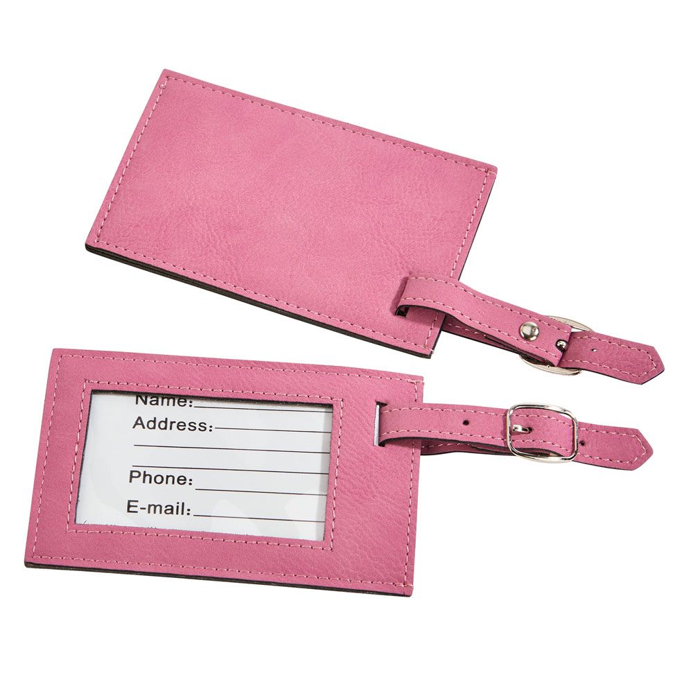 Pink Leatherette Luggage Tag-AKD Ink