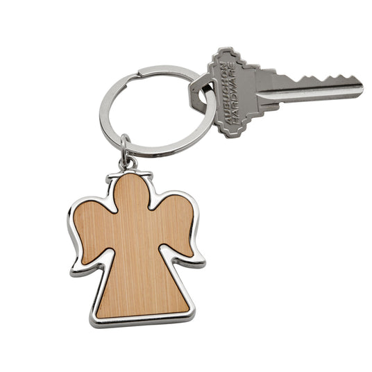 Bamboo Angel Keychain with Metal Trim