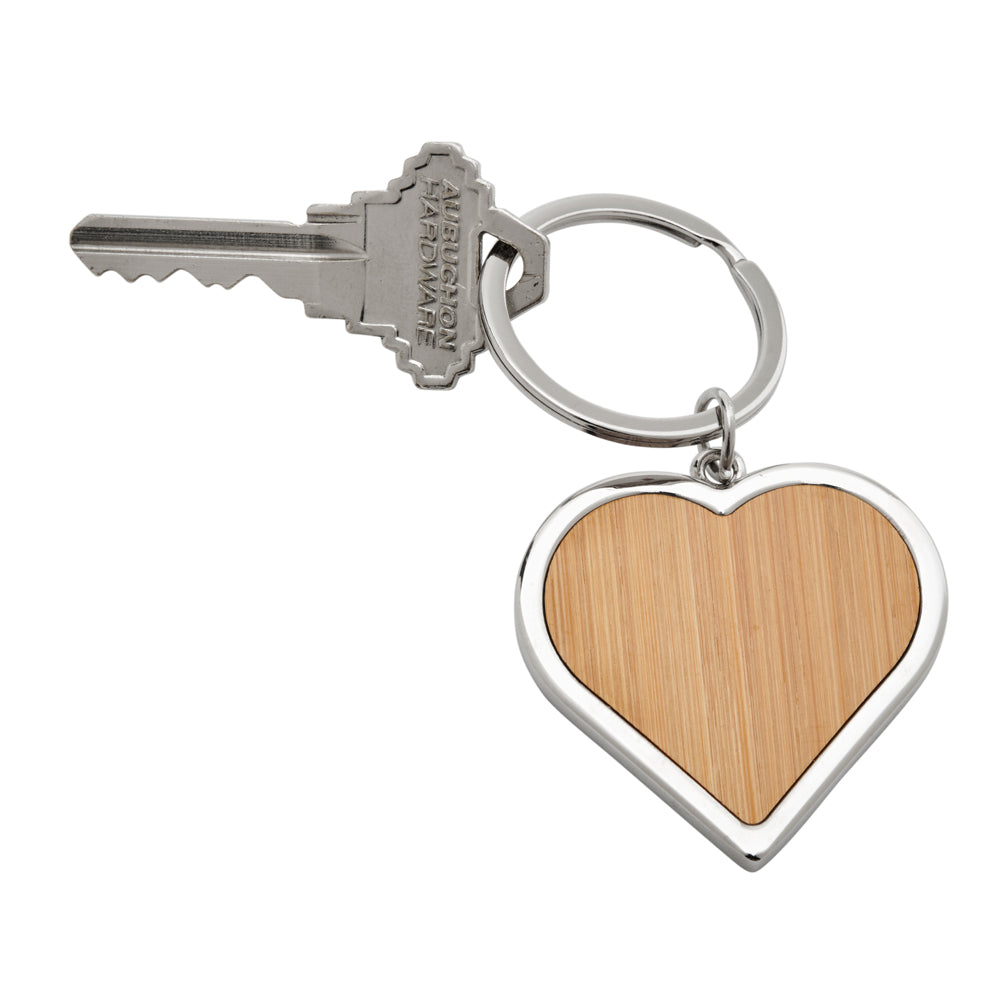 Bamboo Heart Keychain with Metal Trim-AKD Ink