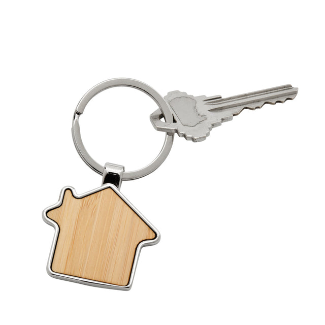 Bamboo House Keychain with Metal Trim-AKD Ink