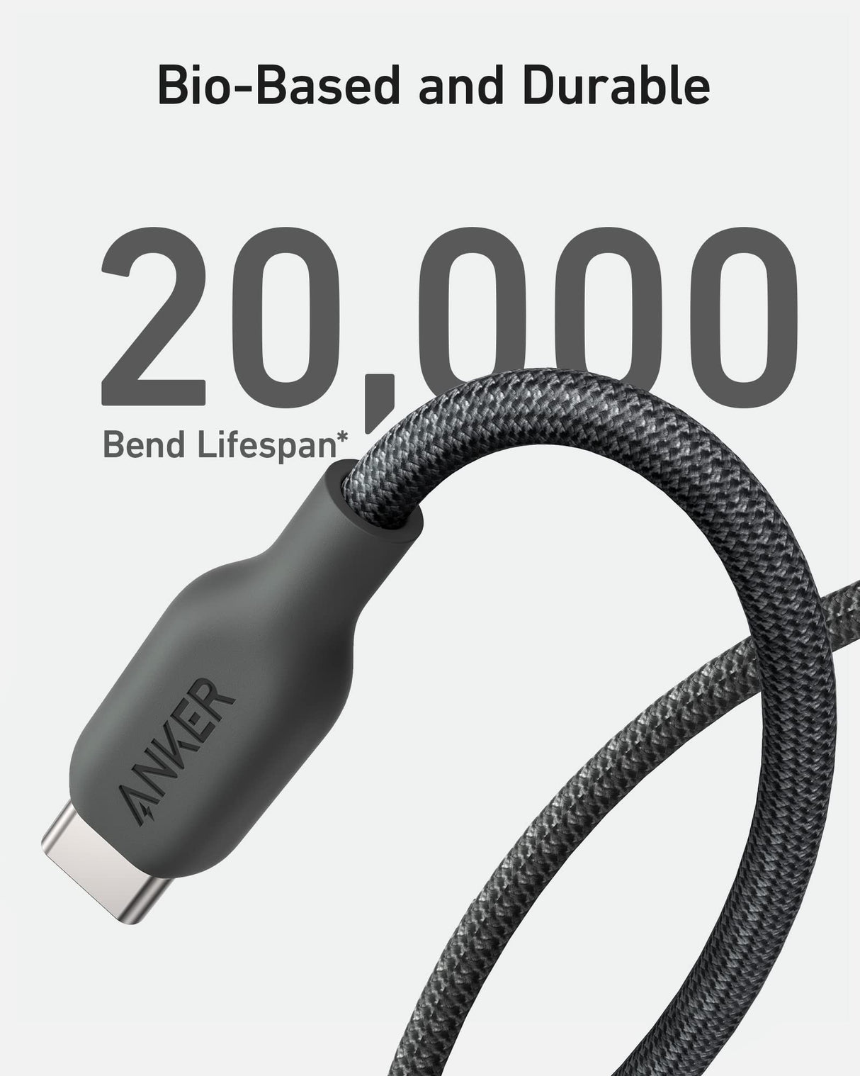 Anker 543 USB C to USB C charging cable in black, 6ft length, designed for fast charging up to 240W.
