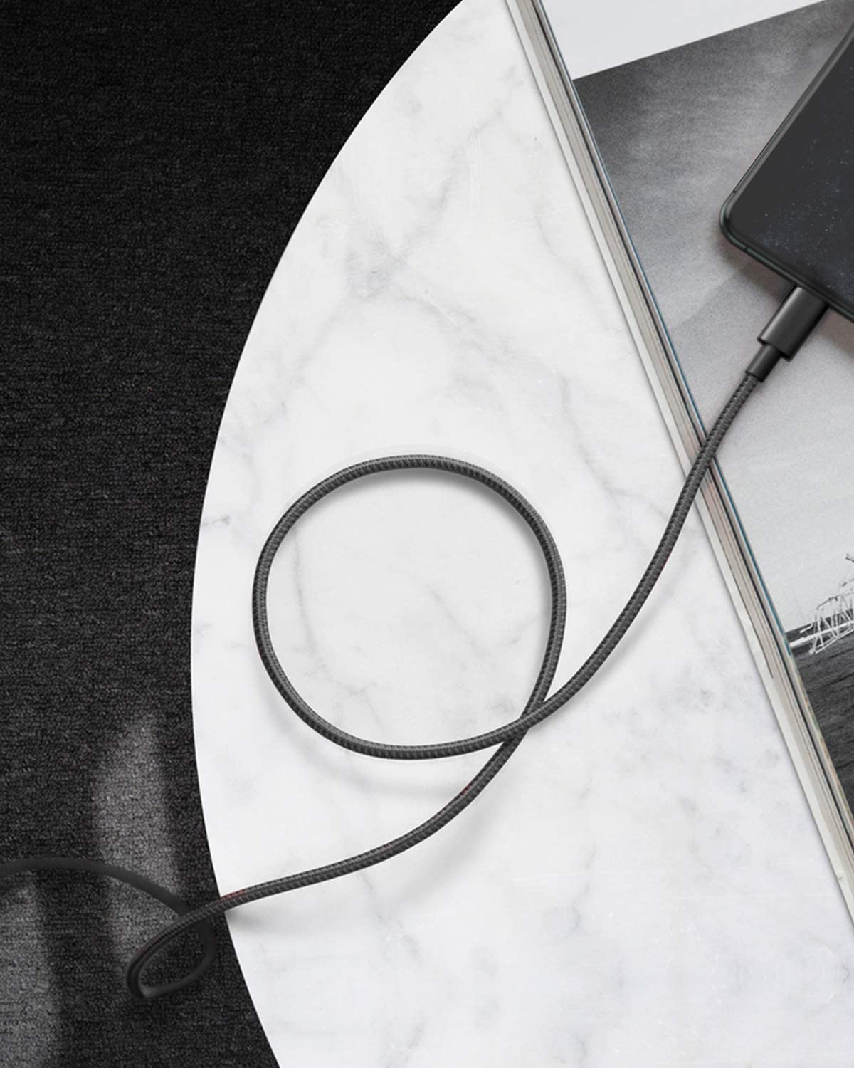Anker 331 USB-C to Lightning charging cable, white, with braided design for durability, suitable for Apple devices.