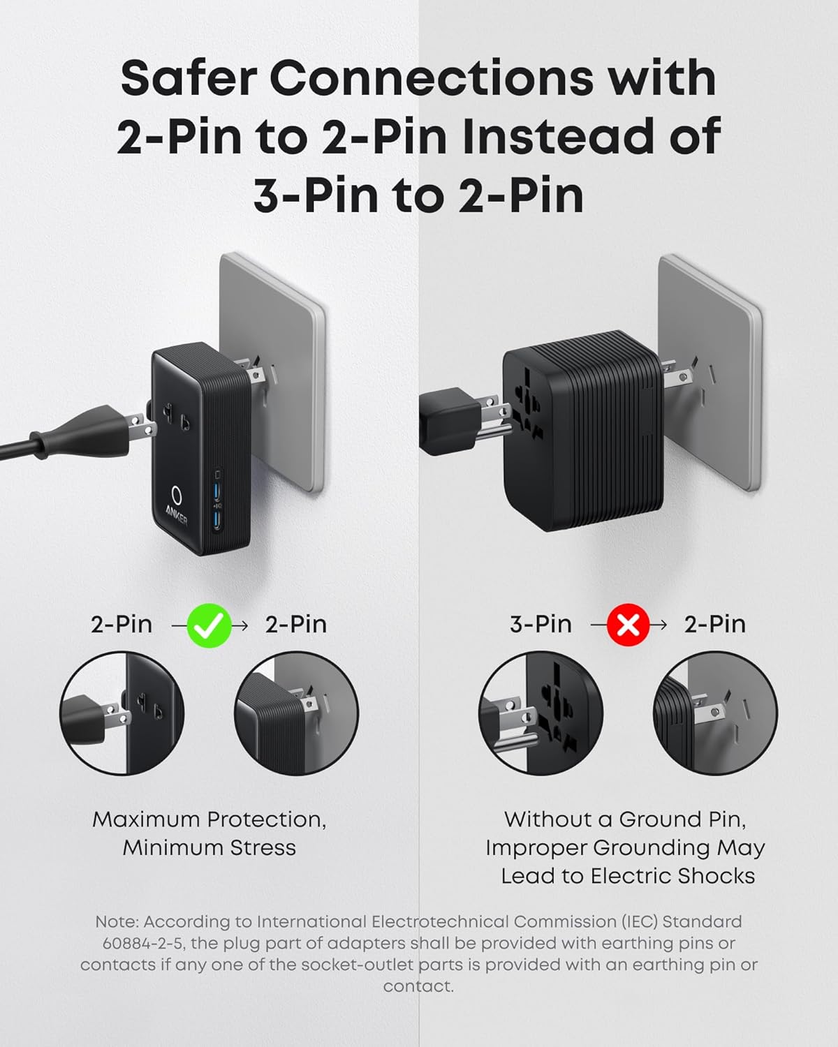 Anker Nano 5-in-1 travel adapter with 20W power, compact design, and multiple ports for versatile charging.