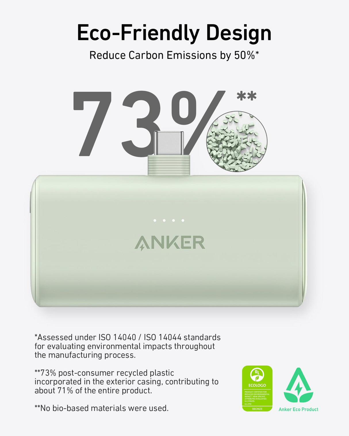 Anker Nano Power Bank with built-in USB-C connector, 22.5W portable charging device for smartphones and gadgets.