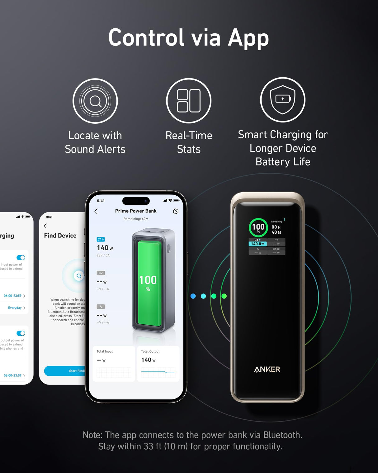 Anker Prime 27K Power Bank with 250W charging port, portable power bank for fast device charging, black rectangular design