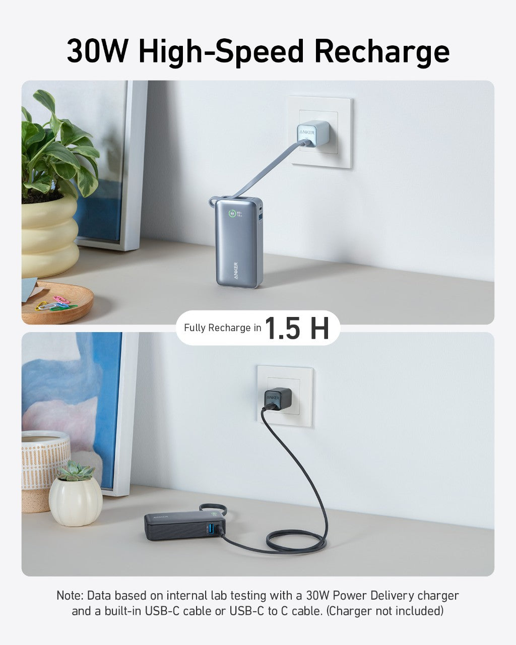 Anker Nano Power Bank (30W, Built-In USB-C Cable) - AKD Ink
