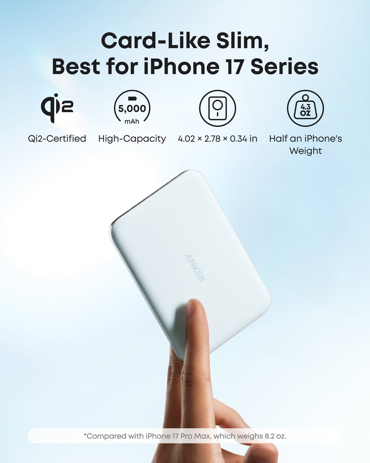 Anker Nano 5,000mAh power bank with MagGo slim design, compact portable charger shown in the image.