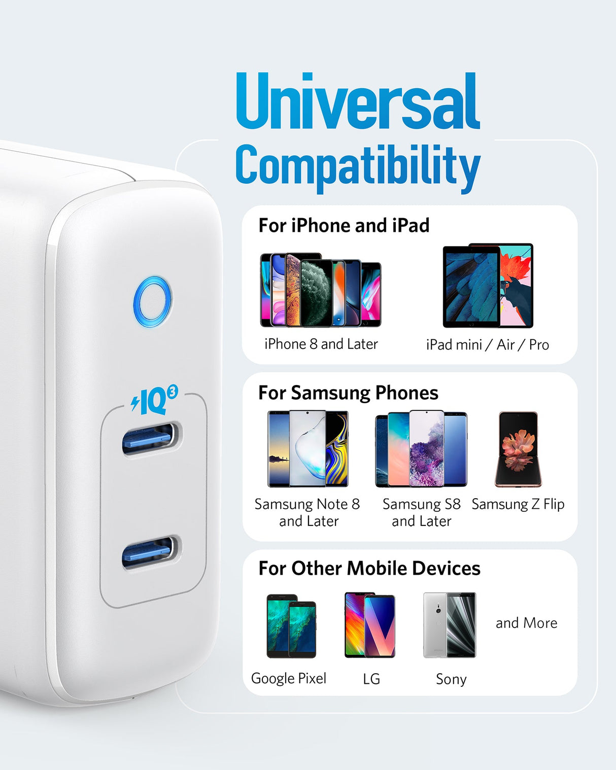 Anker 324 40W USB-C charging only power adapter, compact charger with sleek design for fast device charging.