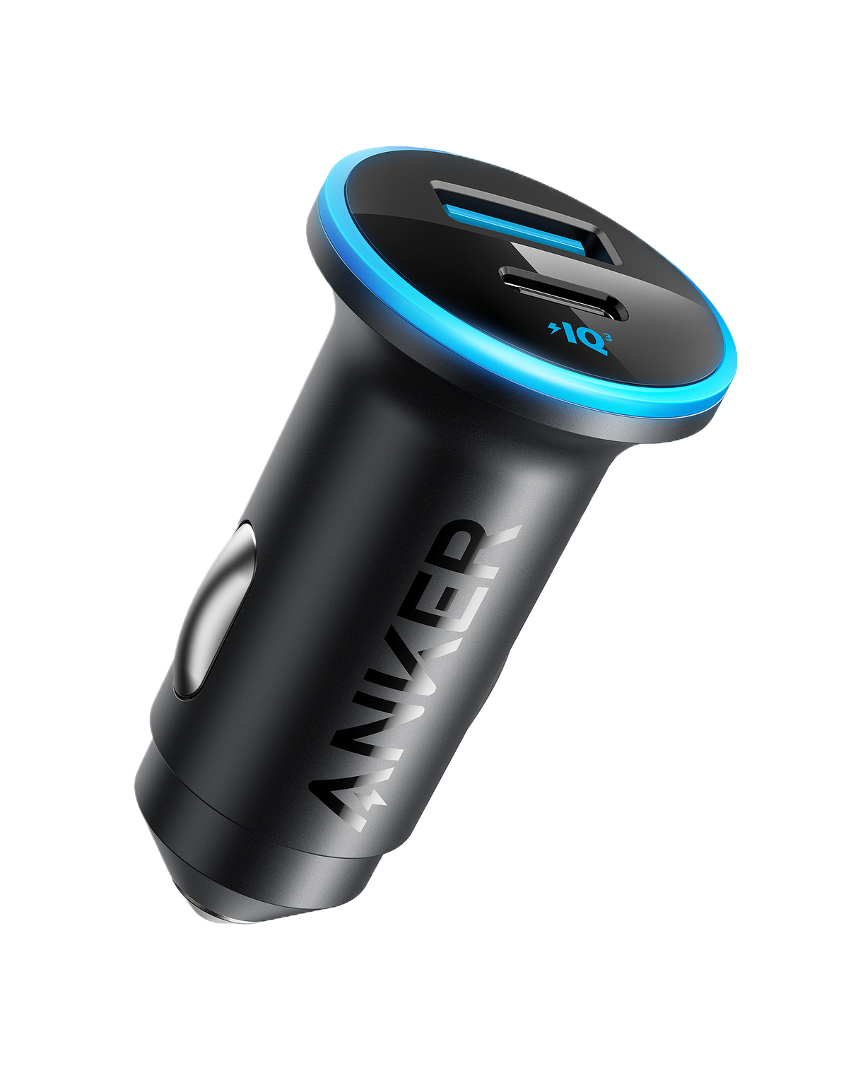 Anker 323 car charger with 52.5W power output, compact design, and multiple USB ports for fast device charging.