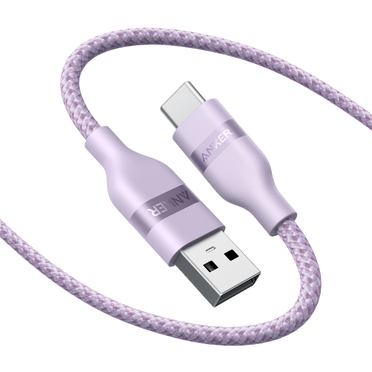 Anker upcycled braided USB-A to USB-C cable in 3 ft and 6 ft lengths, showing the durable braided design and connectors.