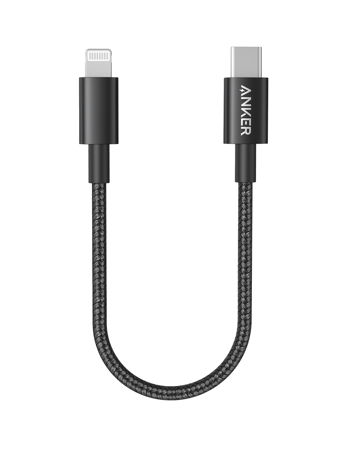 Anker 331 USB-C to Lightning charging cable showing a close-up of the cable's connectors and branding.