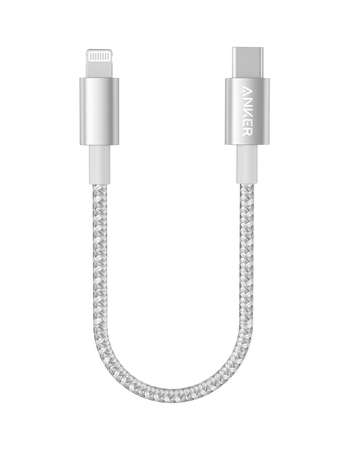 Anker 331 USB-C to Lightning charging cable showing a close-up of the black cable with connectors for Apple devices.
