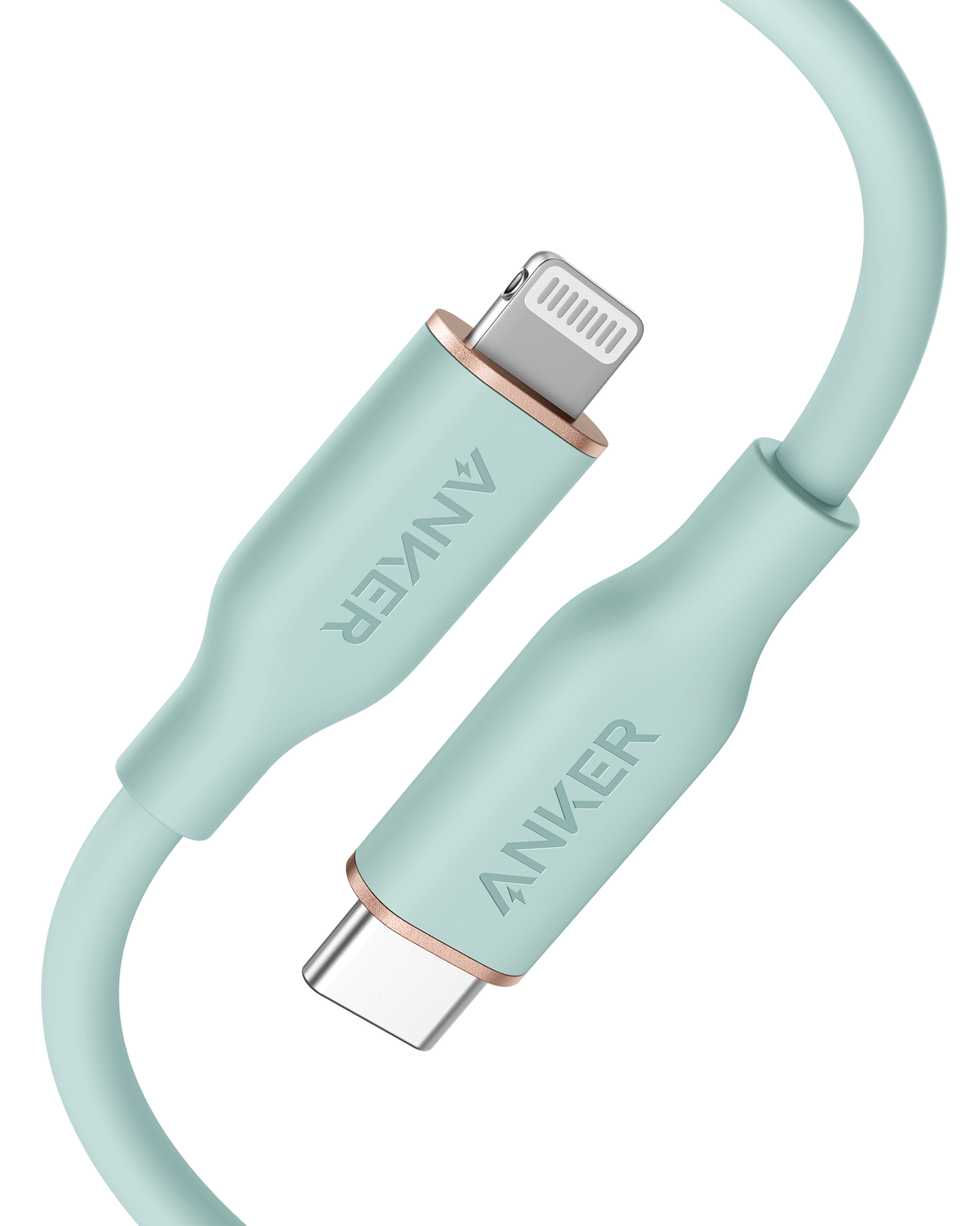 Anker 641 USB-C to Lightning cable, 3 ft silicone braided cord for iPhone charging and data transfer.