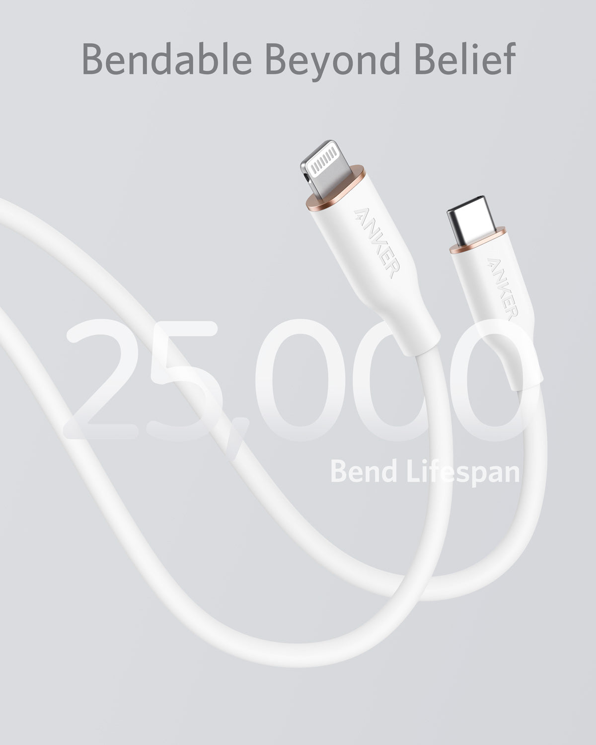 Anker 641 USB-C to Lightning cable in flow design, 3-foot silicone cable for charging and syncing Apple devices.
