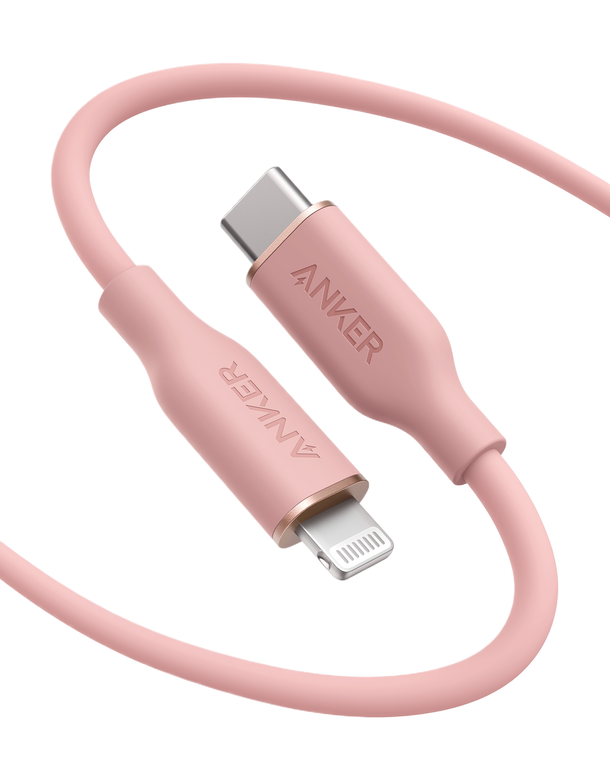 Anker 641 USB-C to Lightning Cable in white silicone, 3 feet long, for charging and syncing Apple devices.