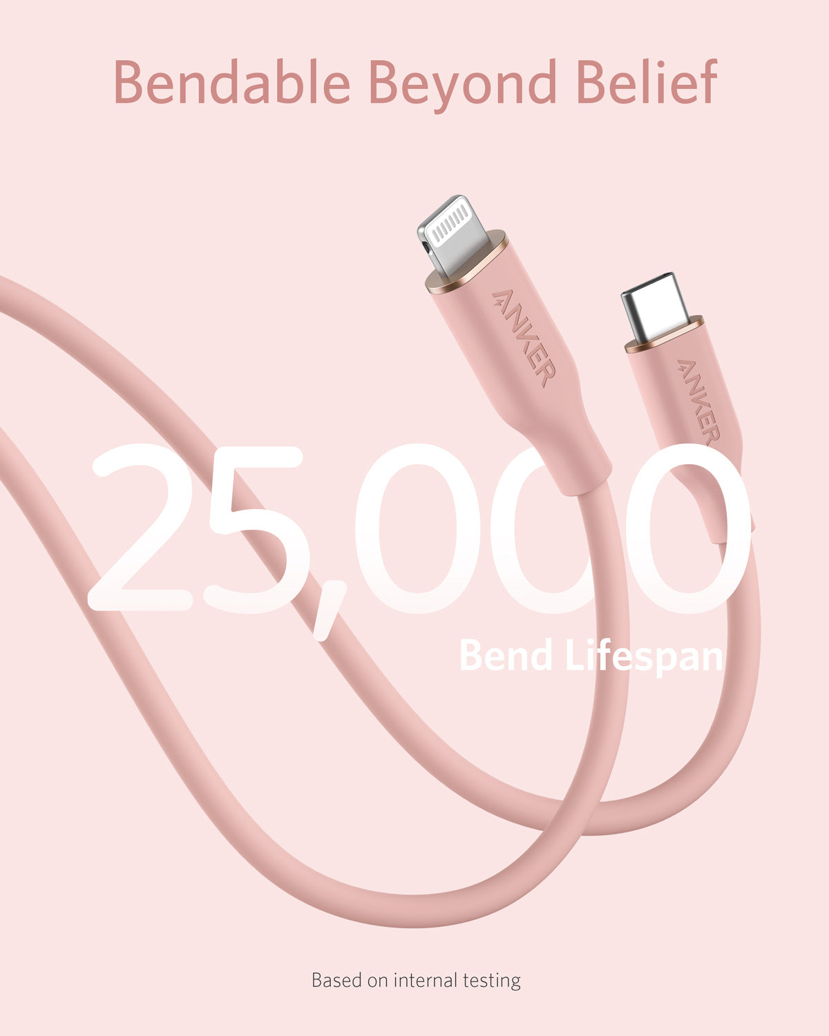 Anker 641 USB-C to Lightning Cable, 3 ft silicone charging cable with Flow design shown coiled and connected to devices.