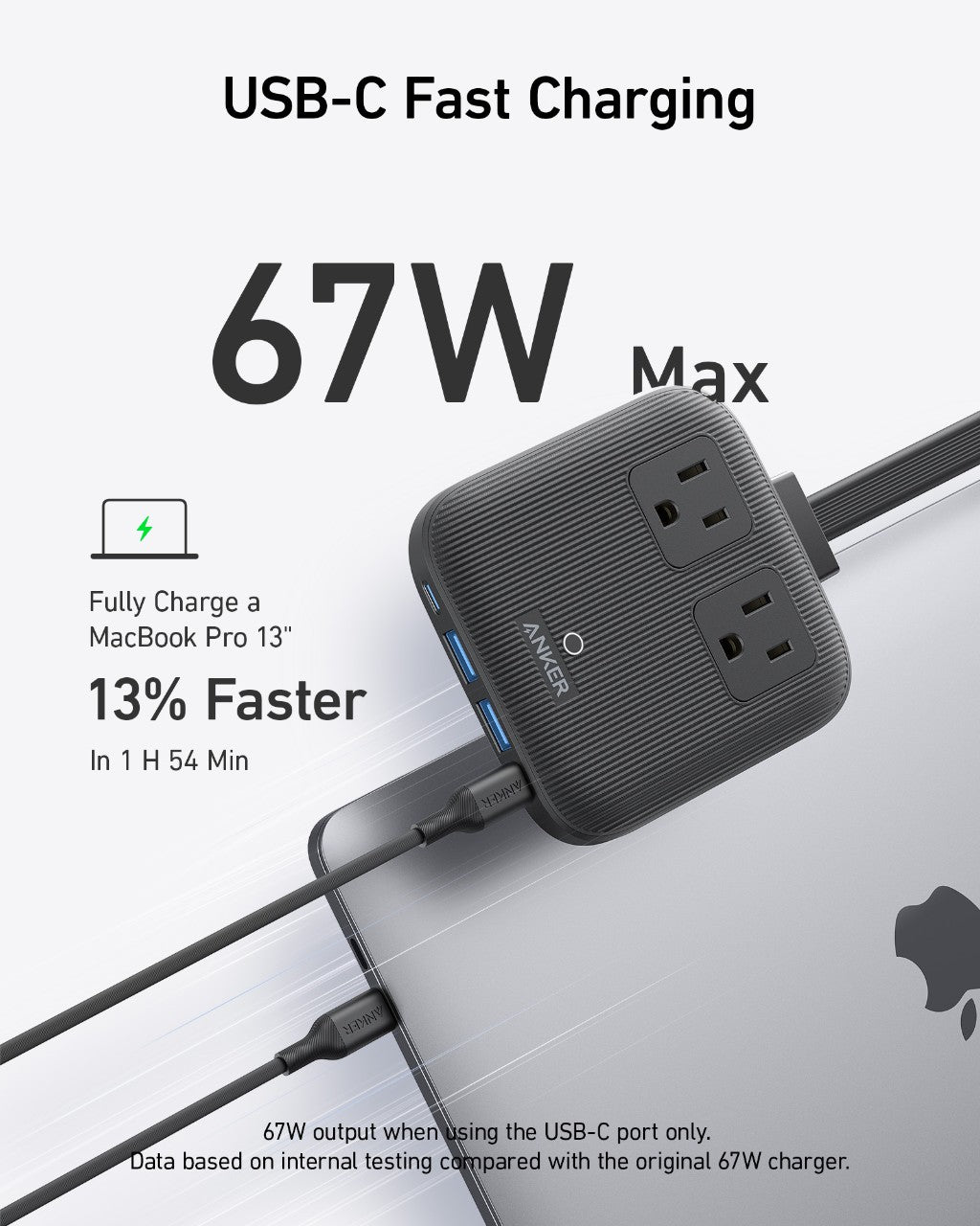 Anker Nano 6-in-1 67W charging station with multiple USB ports and sleek design for efficient device charging.