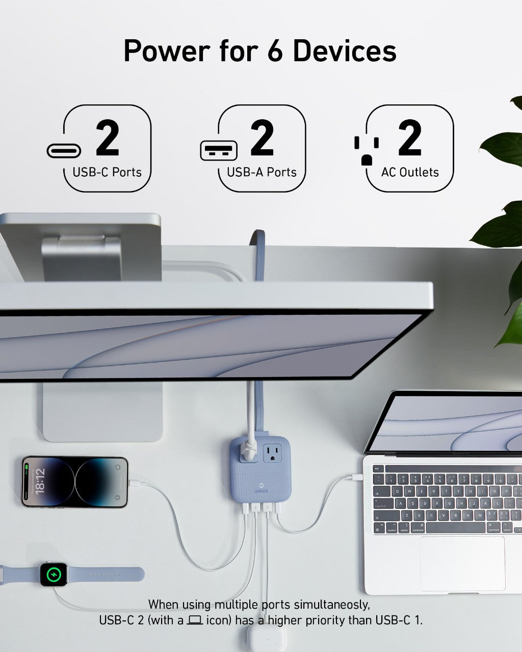 Anker Nano 6-in-1 67W charging station with multiple ports for fast device charging on a sleek, modern design.
