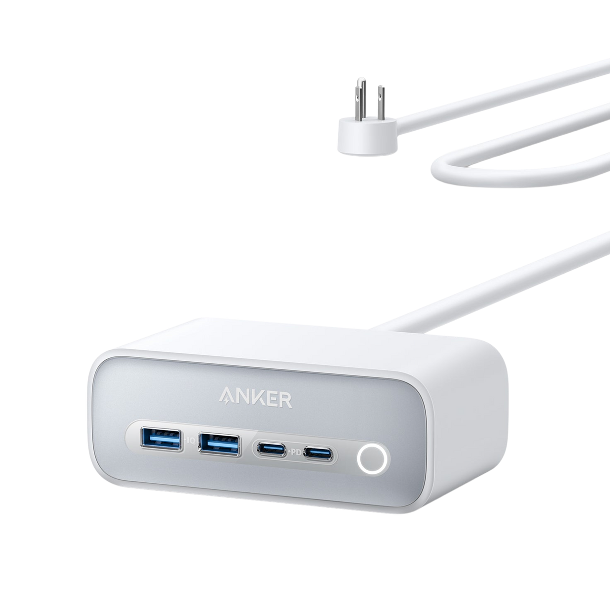 Anker 525 charging station with multiple USB ports and sleek design for efficient device charging.