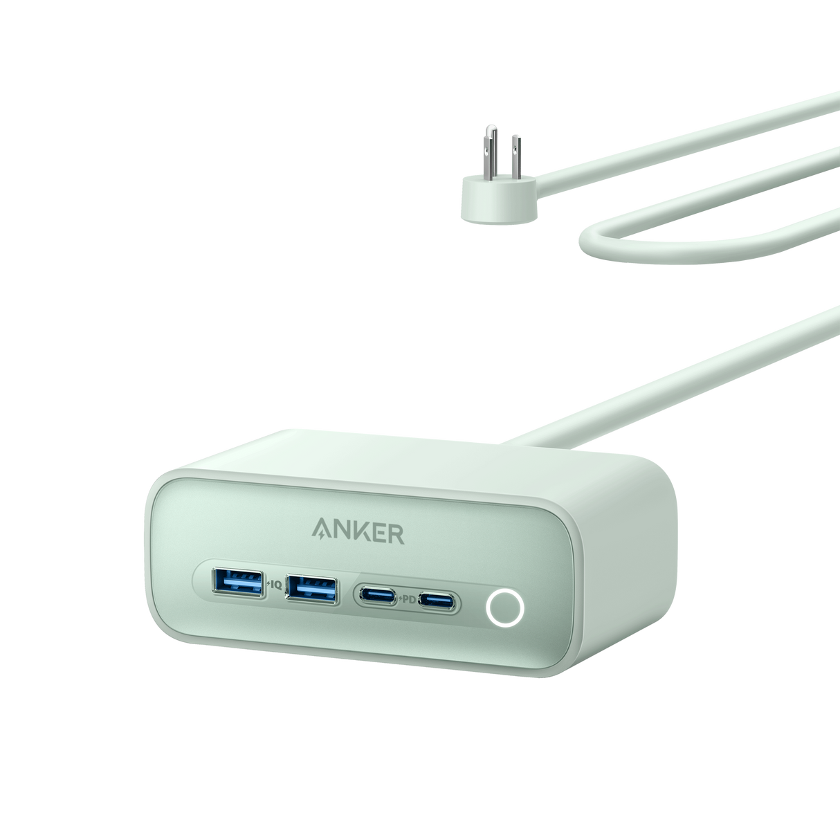 Anker 525 charging station with multiple USB ports for fast device charging, displayed on a clean white surface.