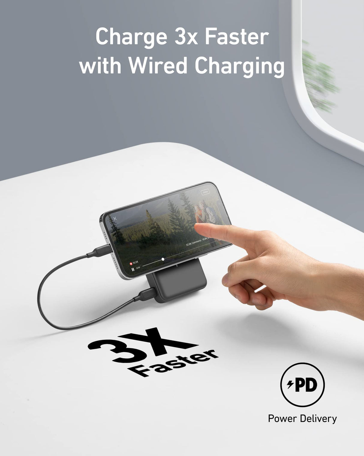 Black Anker 633 Magnetic Battery for charging, featuring a sleek design with magnetic attachment for easy power on the go.