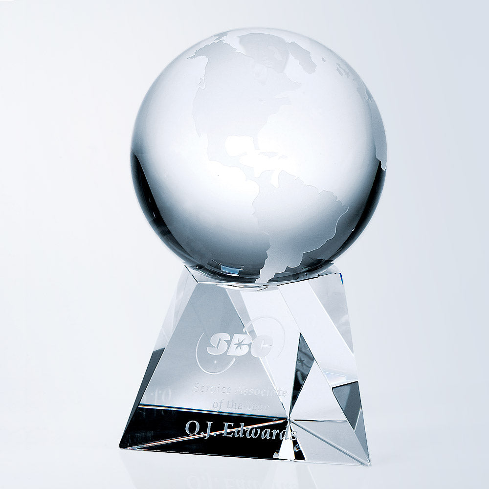 World Globe w / Triangle Base premium recognition award