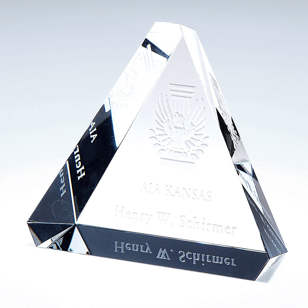 Beveled Triangle Paperweight premium recognition award
