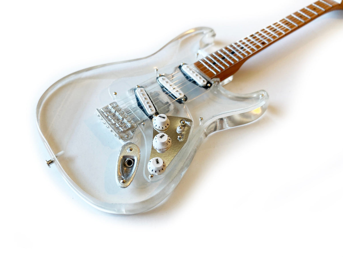 Licensed Fender™ Strat™ Signature Clear Acrylic Mini Guitar